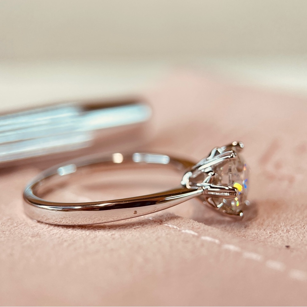 1ct Moissanite 18K Plated S925 Solitaire Diamond Engagement Ring - Picture 4 of 7